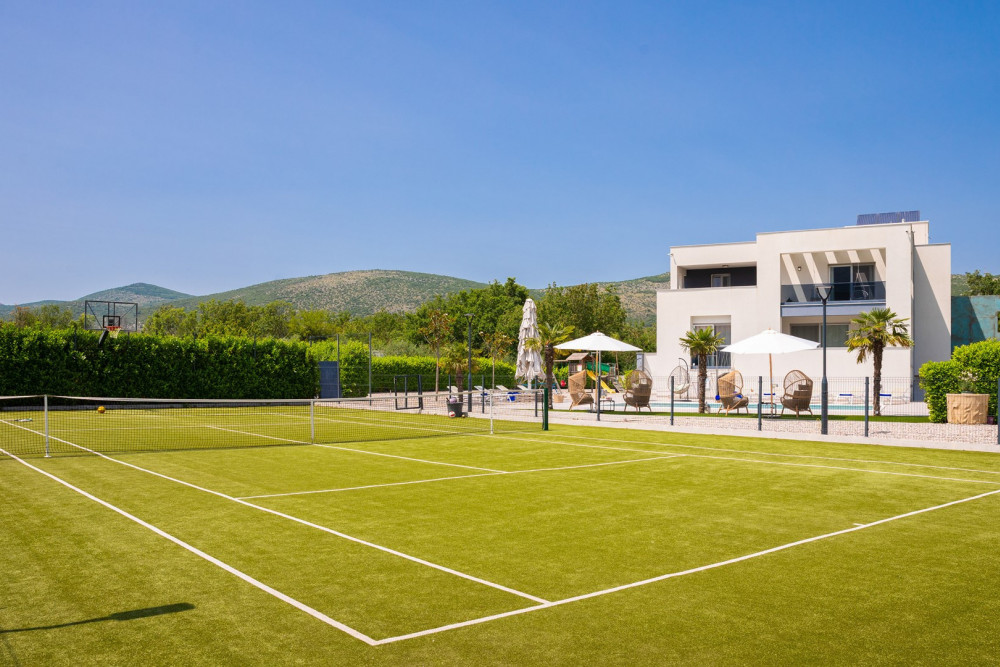 Split 21 private grass tennis court with mountain views, Split, Croatia